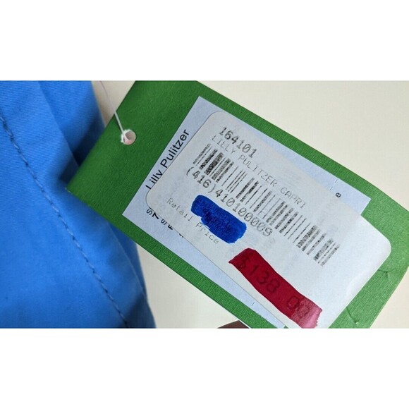 Lilly Pulitzer Pants Cropped Blue Mid Rise Capris Casual 100% Cotton Size 4 - Picture 10 of 10